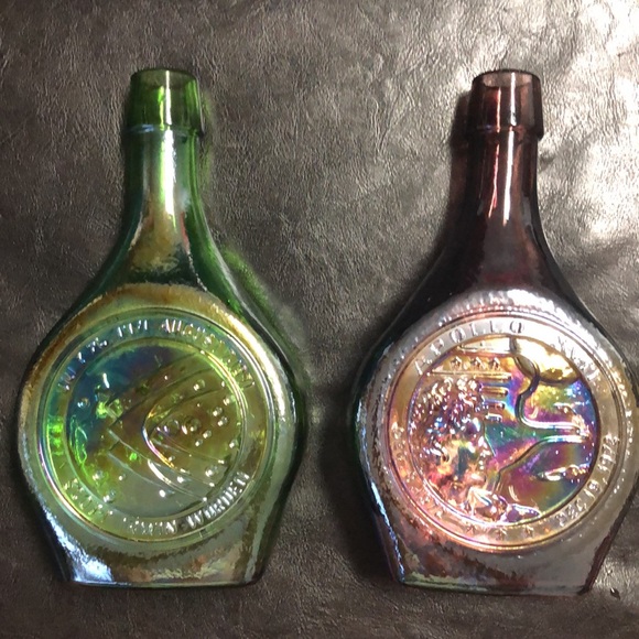 2 Wheaton Glass Apollo 15 & Apollo 17 Iridescent Decanter Bottles Vintage Rare - Picture 11 of 14